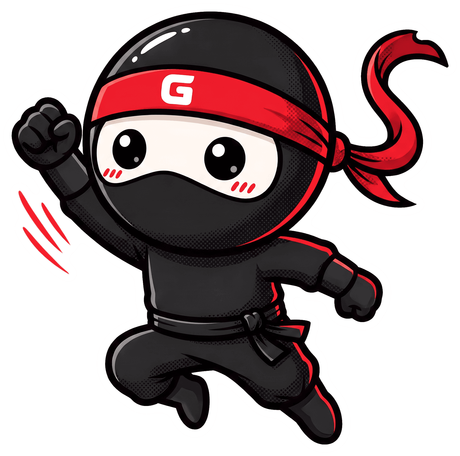 The Genki ninja, fist in the air